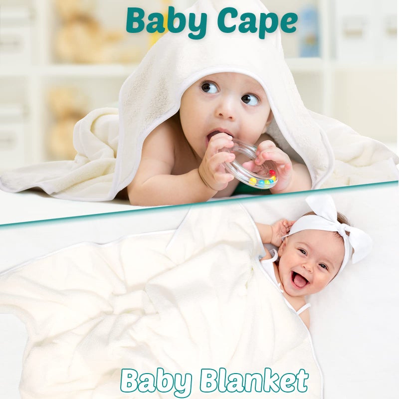 Chumia 6 Pack Baby Bath Towel Coral Fleece Soft Absorbent Newborn Hooded Towel for Kid 30 x 30 Inch Toddler Bath Blanket for Babies Infant Shower Gift(White) - Image 5